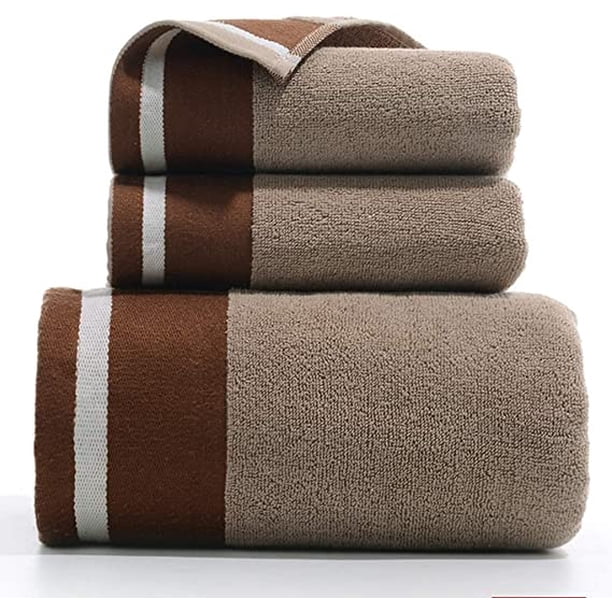 Namzi Juego de toallas de baño de 3 piezas, toallas de baño grises, toallas de baño de algodón,toallas de ducha, juegos de baño, toallas de mano de lujo para el baño, marrón