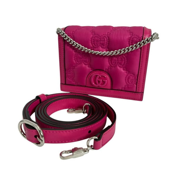 Pre-Owned GUCCI Handbag 2WAY Bag GG Mini Matelasse Nylon Pink