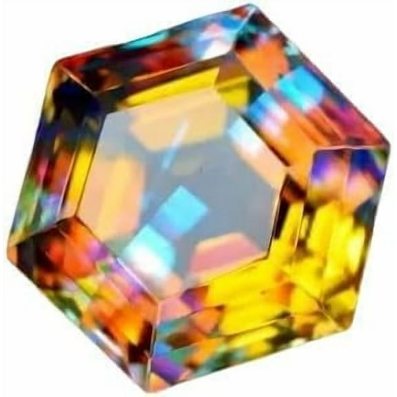 50 Ct  Certified Natural Mystic Quartz Loose Gemstone Hexagon Cut Rainbow Color Gems Stone for Necklace Bracelet Jewelry Making