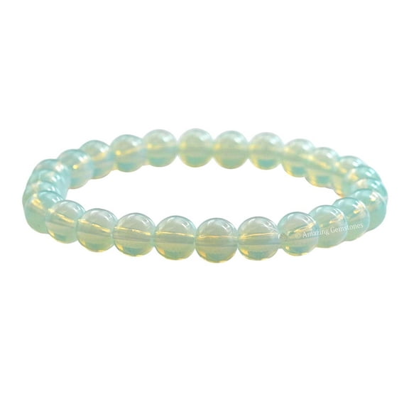 Opalite Bracelet - 8mm Beaded Stretch Bracelet and Healing Stones