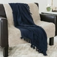 thumbnail image 2 of HomeRoots 518836 Blue Woven 100 Percent Textured Cotton Floral Throw Blanket, 2 of 5