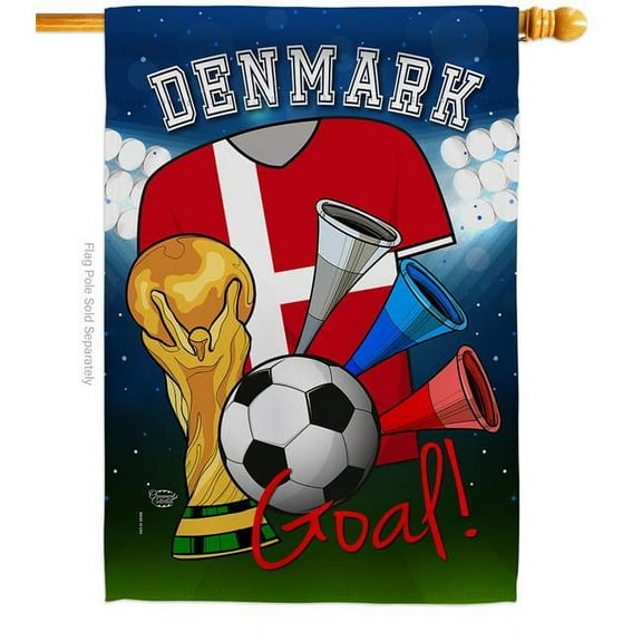 Ornament Collection H192093-BO World Cup Denmark Soccer Sports 28 x 40 in. Double-Sided Decorative Vertical House Flags for Decoration Banner Garden Yard Gift