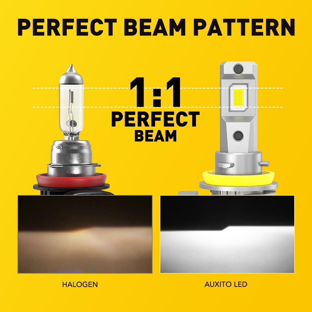 AUXITO H11 Led Headlight Bulb, High Low Beam H8 H9 H11 Headlight Bulb 6500K Cool White,600% Brighter,Pack of 2