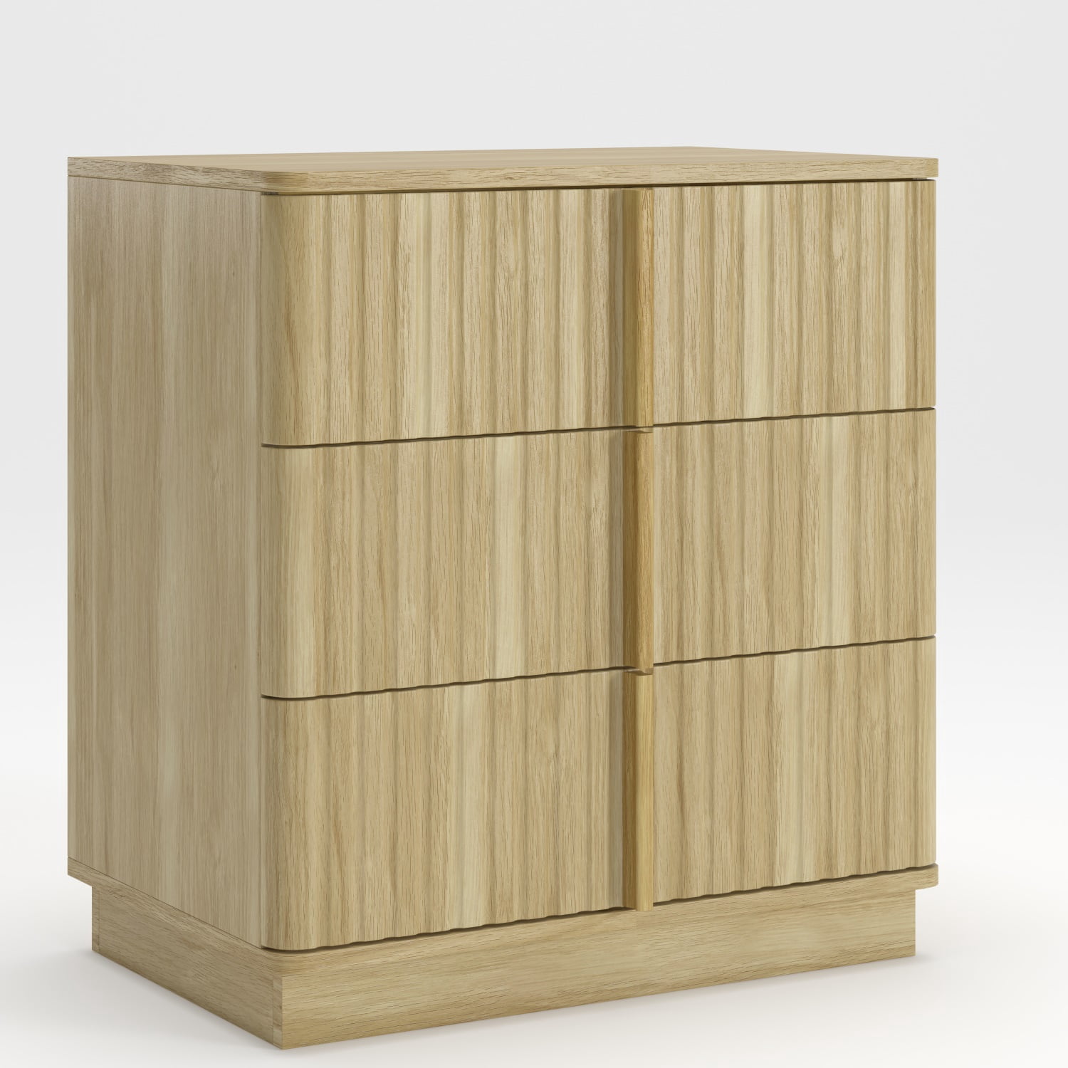 Hommoo Vintage Vertical Stripe 3-Drawer Nightstand Set of 2, MDF Retro Bedside Table for Bedroom, Living Room & Home Office, Modern Farmhouse Style, Natural