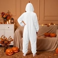 thumbnail image 6 of Adult Halloween Pumpkin Onesie 2026 New BWASD Womens Thick Warm Furry Onesie Pajamas Hooded Long Sleeve Elastic Ankle Cuff Soft Fleece for Winter Loungewear for Party Outfit Silver,XL, 6 of 6