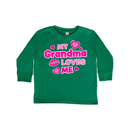 

Inktastic My Grandma Loves Me with Hearts and Kiss Gift Toddler Boy or Toddler Girl Long Sleeve T-Shirt