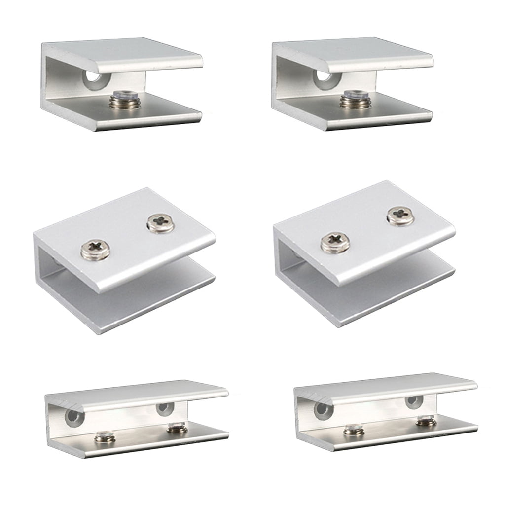 8Pcs Black Glass Shelf Bracket Aluminum Alloys Square Glass Clamp Clip Holder Support Bracket for Wall Mounted Enduring