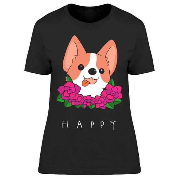 Corgi Smiling T-Shirt Women -Image by Shutterstock, Female x-Large