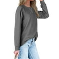 thumbnail image 6 of tklpehg Womens Long Sleeve Tops Trendy Graphic Tees Lightweight Crewneck Long Sleeve Tops Leisure Spring Tops Loose Fit Blouse Solid Color Pullover Tops #A02-Gray M, 6 of 7
