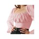 thumbnail image 4 of Sunloudy Blusas cortas con busto fruncido para mujer, manga larga de farol, cuello cuadrado, camisetas ajustadas Sunloudy  S M L XL, 4 of 8