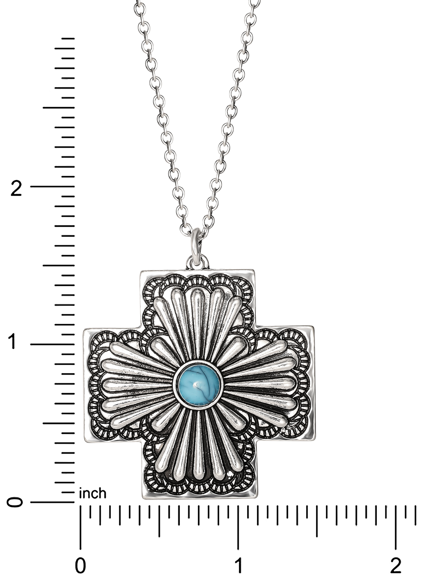Jessica Simpson Faux Turquoise Stone Cross Necklace