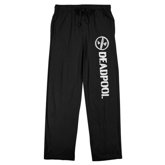 DeadpooL Movie Logo White Text Men's Black Sleep Pajama Pants-Medium