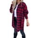 thumbnail image 1 of Camisas a cuadros de manga larga para mujer, chaqueta informal hasta la rodilla con botones, camisa holgada de franela larga, 1 of 5