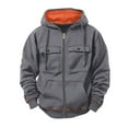 thumbnail image 2 of Mens Zip up Hoodie Fleece Comfy Athletic Hooded Sweatshirt with Pockets Tactical Outdoor Casual Jackets New Mens Lightweight Jackets Dark Gray XL, 2 of 8