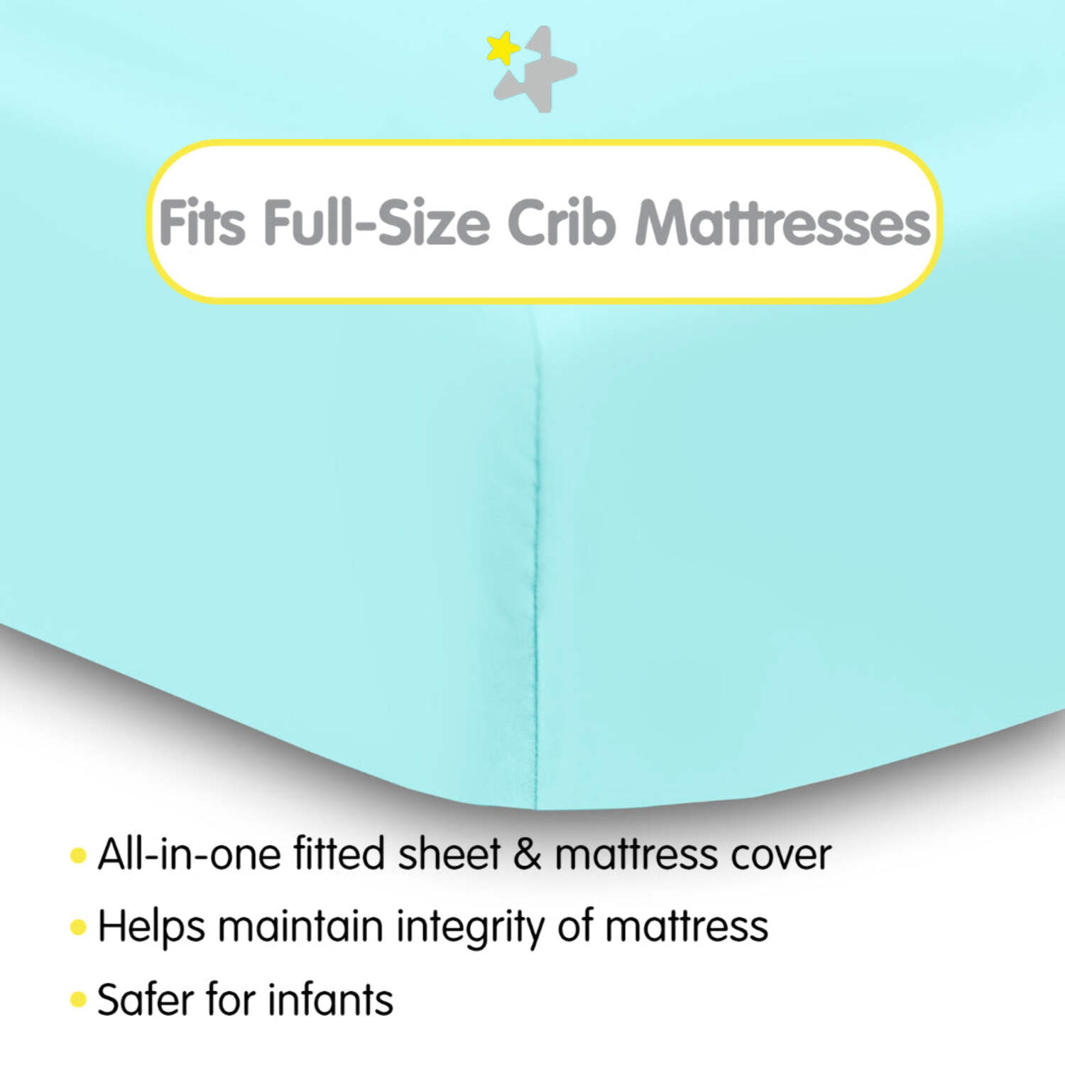BreathableBaby All-in-One Fitted Sheet & Waterproof Cover for Crib Mattresses, 2-Pack, Blue Aqua