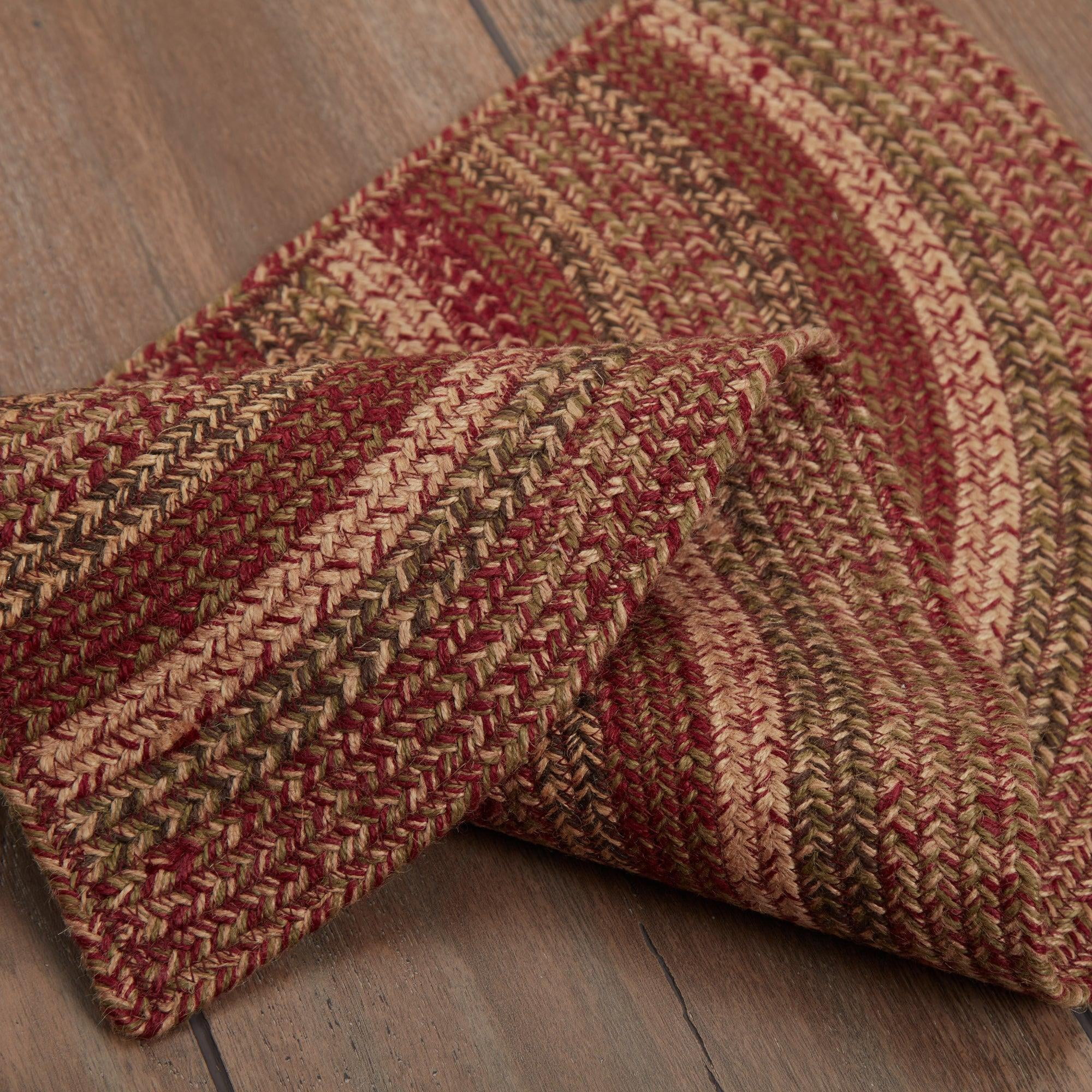 VHC Brands Cider Mill Primitive Jute Red Striped Rug Half Circle Decor 16.5"x33"
