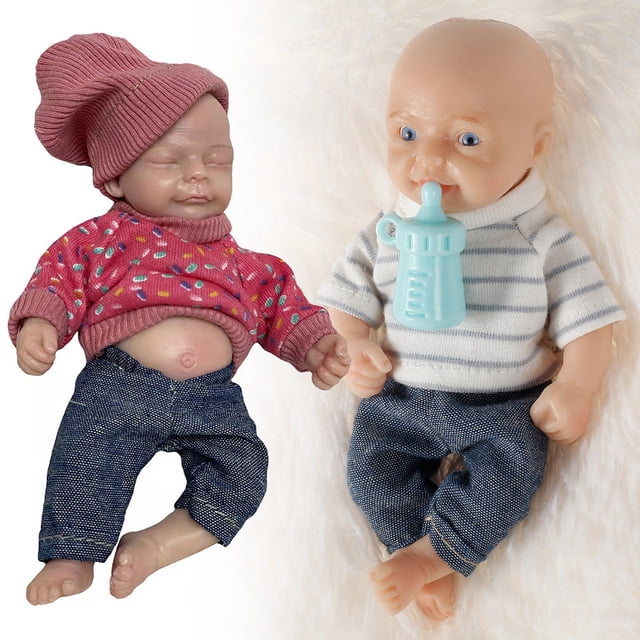 Muñeca de juguete,Muñecas Reborn realistas de 6 pulgadas, muñecas de silicona de cuerpo completo para bebés recién nacidos, mini muñeca lavable con ropa y accesorios de juguete, gran regalo para niños Muyoka Hogar