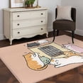 thumbnail image 4 of Pink Brown Cute Cat Kitchen Runner Rug 2.7x5 Washable Runners for Hallway Non Slip Cartoon Funny Heater Cats Large Area Rug Indoor Floor Carpet for Bathroom Laundry Entryway Bedroom Living Room, 4 of 8