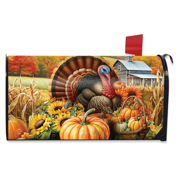 Briarwood Lane Wild Turkey and Pumpkins Mailbox Cover