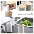 thumbnail image 5 of Set of 4 Ceramic Bathroom Accessories Set, Toothbrush Holder, Soap Dispenser, Tumbler, Bamboo Tray, 5 of 5