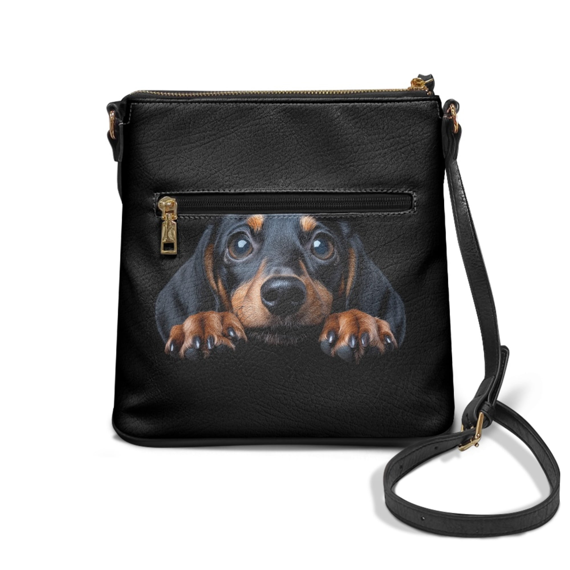 Kuiaobaty Dachshund Paw Print Crossbody Bag for Women Trendy, Large Capacity Portable Leather Satchel Purse with Adjustable Strap, Lightweight Sling Handbag with Crossbody for Travel