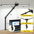 thumbnail image 3 of OUTON Lampe de Bureau LED pour Maison Bureau, Lampe de Table Architecte Col de Cygne Réglable avec Pince pour Moniteur d'Ordinateur Lumière de Travail, Noir, 3 of 10