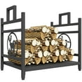 thumbnail image 1 of Outsunny Firewood Rack Decorative Metal Wood Storage Holder with Handles, 1 of 10
