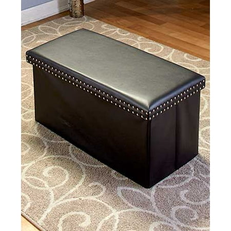 The Lakeside Collection Faux Leather Storage Bench- Black