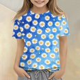 thumbnail image 5 of Abcomgle Girls Tops Size 10-12 Crewneck Short Sleeve Daisy Flower Print Toddler T-Shirt Summer Fashion Cotton Girls Blouse Cute Tshirt, 5 of 5