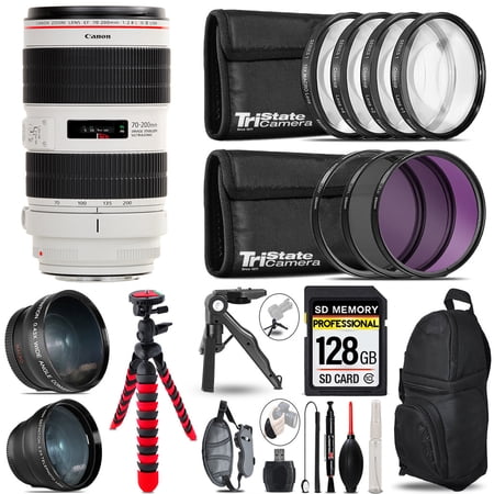 Canon EF 70-200mm f/2.8L IS III USM Lens - 3 Lens Kit + Tripod + Backpack - 128GB Accessory Bundle