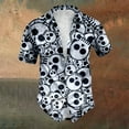 thumbnail image 2 of Halloween Mens Button Up Shirt Skull Print Turndown Collar Short Sleeve Regular Fit Men's Shirts, 2 of 5