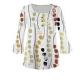 thumbnail image 4 of Dyegold Fall Shirts For Women 2023 3/4 Sleeve Pleated Front V Neck Button Down Tops Tunics Vintage Floral Printed Blouses, 4 of 4