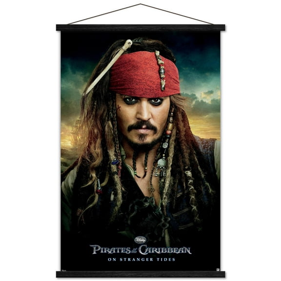 Disney Pirates of the Caribbean: On Stranger Tides - One Sheet Wall Poster with Wooden Magnetic Frame, 22.375" x 34"