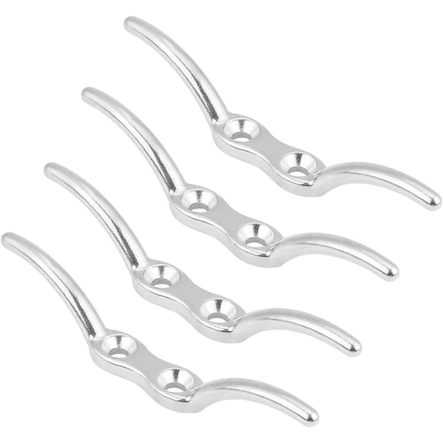 Gancho para cornamusa, 4 cornamusas de amarre, Gancho para línea de mástil, Gancho para cornamusa para cuerda, Acero inoxidable, Pulido con agua de mar y anticorrosión, Accesorios de pesca