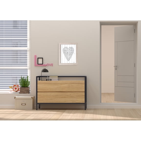 Gango Home Decor Country-Rustic Love is Patient; One 12x16in Art Print in Distressed White Frame