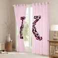 thumbnail image 3 of Erosebridal Girls Black Pink K Letter Monogrammed Black Out Curtains,Kids Cheetah Print Bow Tie Curtains Pack of 2 (42x63 Each), 3 of 6