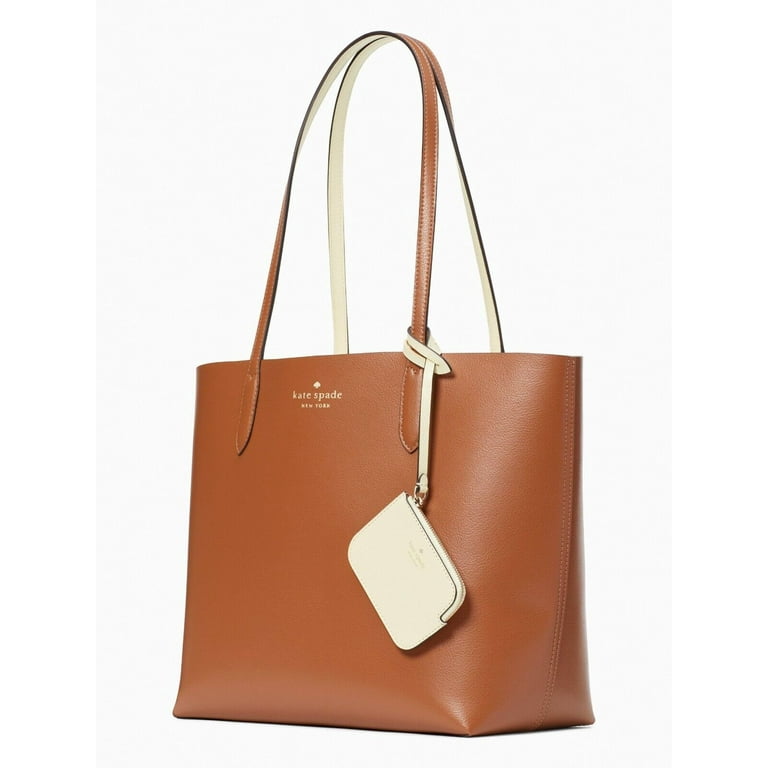 Kate Spade Ava Reversible Tote with Pouch Leather Warm Gingerbread Yellow Walmart