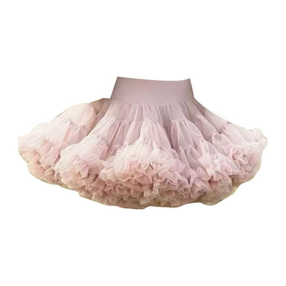 PINQI Breathable Short Skirts for Kids Girls' Solid Mesh Half Skirt for Daily Party Performance Cute Princess Cake Puffy Skirt for 6M-8 Years