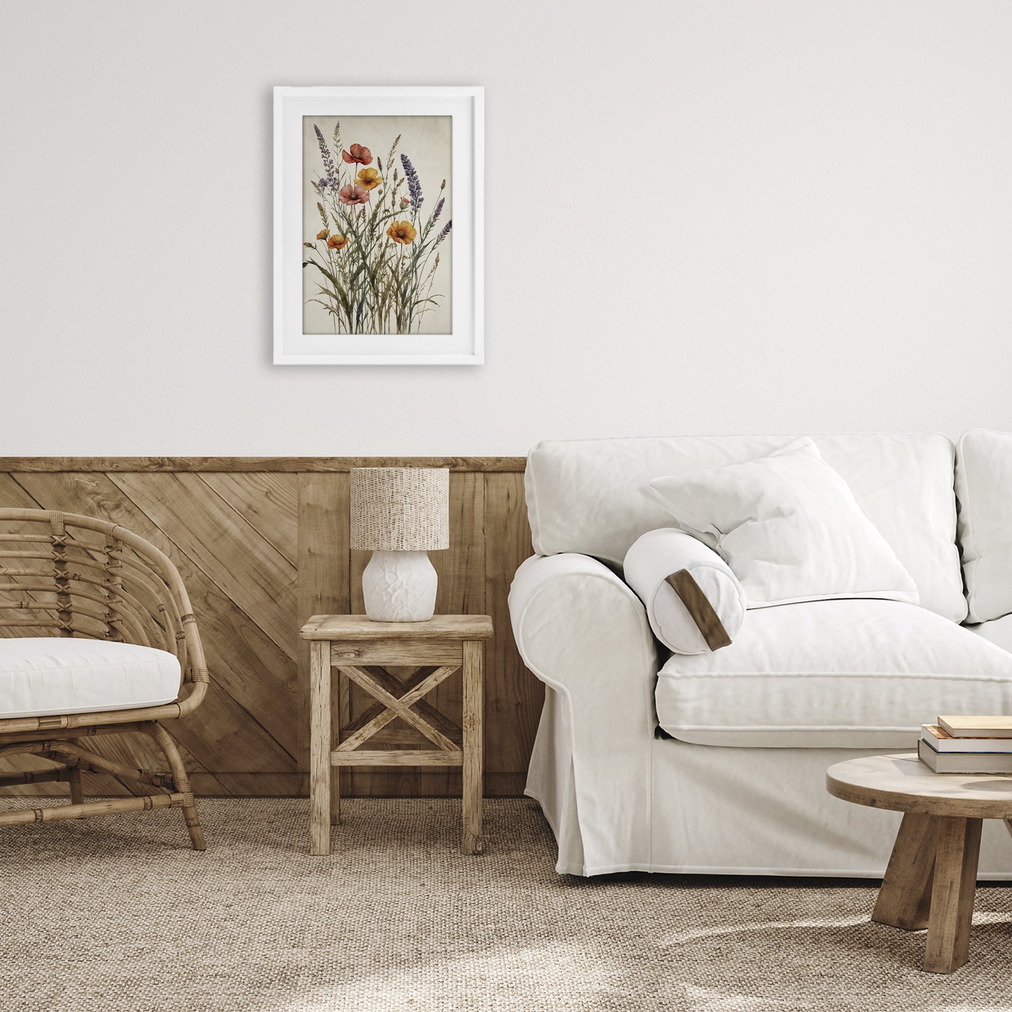 Stupell Industries Vintage Collection of Meadow Botanicals White Framed Print Under Glass, design by Nataly White