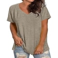 thumbnail image 5 of ZKCCNUK Womens Tops Under $5 Women's Summer Blouse Plus Size V- Neck Recreational Short Sleeve Tops Tunic Tops, 5 of 5