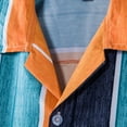 thumbnail image 3 of Vedolay Men's Summer Colorblock Striped Short Sleeve Shirt and Shorts Set,Orange XXL, 3 of 5