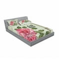 thumbnail image 3 of Ambesonne Colorful Fitted Sheet & Pillow Sham Set, Shabby Plant Roses Leaf, Twin, Multicolor, 3 of 3