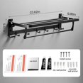thumbnail image 6 of Towel Rack Wall Mount for Bathroom with Towel Bar and Hooks 23.6 in Foldable Towel Shelf Lavatory Towel Organizer Matte Black, 6 of 15