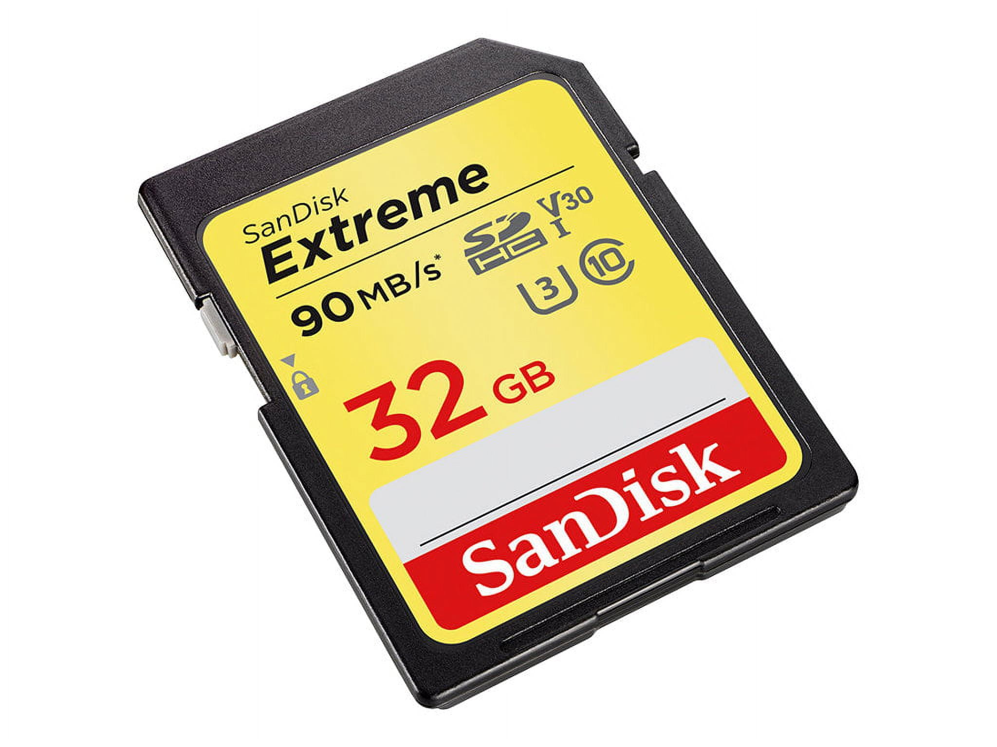 SanDisk 32GB Extreme SDHC UHS-I Memory Card - 90MB/s, C10, U3, V30, 4K UHD, SD Card - SDSDXVE-032G-GNCIN