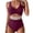 #0107-Wine, variant on Women's Deep V Neck One Piece Swimsuit Crisscross Tummy Control Monokini, Removable Pads Push Up Full Coverage Modest Swimwear Long Torso Fit Plus Size Summer Gift