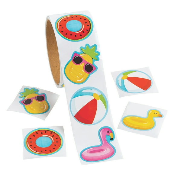 Pool Party Sticker Roll, Stationery, Birthday, 100 Pieces