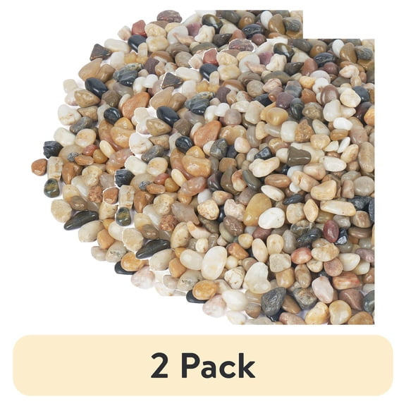 (2 pack) 5 Pounds Pebbles for Plants, 3/8 to 1/2 Inch Decorative Rocks for Vase, Succulents, Highly Polished, Mixed Color