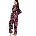thumbnail image 2 of Womens Silk Satin Pajamas Set Sleepwear Loungewear,Classical Flower-black, 2 of 5