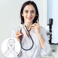 thumbnail image 4 of Cancer Awareness Enamel Lapel Pin Heart Shaped Silk Ribbon Prevention and Awareness Ribbon Mental Health Awareness Lapel Pins_Hope Pin for Charity_Fundraiser For Clothing Bags & More(White), 4 of 11