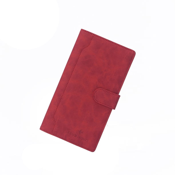 Cartera de cuero Sonducket para recibos pasaporte organizador de monedas Unisex Rojo